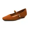 Zapatos planos negros con hebilla metálica de ante, mocasines slip-on profesionales para mujer, Mary Janes retro estilo Hepburn, tacón bajo
