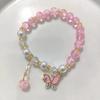 Nuevo brazalete de cristal de mariposa dulce Mori para mujer, brazalete de nicho para novias ins, cuentas florales con grietas de hielo al por mayor