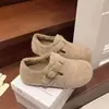 Zapatos Birkenstock Grises Retro para Mujer 2026 Otoño/Invierno Nuevo Estilo Felpa Adentro Zapatos sin Cordones Persona Perezosa de Caña Baja Zapatos de Algodón
