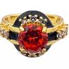 Anillo abierto vintage de la Edad Media, de alta calidad, lujo ligero, traje, anillo antiguo de oro de la industria pesada retro francesa para mujer
