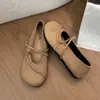 Sapatos Mary Jane Estilo Coreano Retrô com Tira de Fivela Única Femininos Verão 2026 Novos Sapatilhas Baixas Bico Redondo Sapatos Baixos