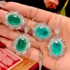 Venda Quente Transfronteiriça Zhuang Shengsheng Joias Base de Cobre Esmeralda Sintética Paraíba Conjunto de Joias Elegante 12*16