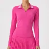 Camiseta Deportiva de Manga Larga Transfronteriza para Mujer, Ligera, Transpirable, Alta Elasticidad, Cuello en V, Aspecto Adelgazante de Otoño, Ropa de Yoga, Top Básico