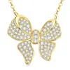 Lindo collar con colgante de moissanita en forma de lazo totalmente adornado para mujer, deslumbrante cadena para la clavícula de diseño único, popular en Xiaohongshu