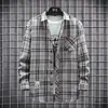 Camisa Casaco Masculino Inverno Xadrez Solta Tendência Marca Manga Longa Casual Passa-Fácil Outono e Inverno Tops Masculino Novo Estilo
