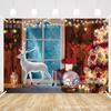 Nuevo Banner de Navidad con Papá Noel, Muñeco de Nieve, Fondo de Árbol de Navidad Invernal, Decoración de Eventos, Celebración Navideña