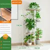 Suporte de planta vertical multicamadas - 4 a 6Suporte de vaso de flores para interior -Design economizador de espaço, altura opcional74 centímetros/94 centímetros/106 centímetros -Estrutura de aço-madeira