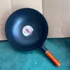 Sartén antiadherente para el hogar sartén de hierro puro sin recubrimiento fondo redondo wok hecho a mano se ha abierto para estufa de gas para estufa de gas