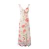 Vestido Estilo Francés Dulce Rosa Cuello en V Estampado Vestido de Mujer Pura Ilusión Cintura Vintage Floral con Volantes de Tirantes Vestido Largo para Mujer
