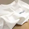 Camiseta de Manga Corta 100% Algodón Puro de Xinjiang para Hombres y Mujeres, Corte Regular en los Hombros, Camiseta Base Blanca Tendencia Nacional, Estilo Ins, Top Holgado de Manga Media para Verano