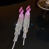 Pendientes largos con borlas de diamantes superbrillantes de lujo DINGKA para mujer, pendientes distintivos y exagerados, joyería para las orejas