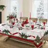 Toalha de Mesa Decorativa para Cena de Árvore de Natal Venda Quente Transfronteiriça Papai Noel Floco de Neve Boneco de Neve Impermeável Capa para Mesa de Jantar