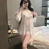 Lingerie Sexy de Renda Tentação com Seções Removíveis, Conjunto de Pijama com Alça de Miçangas Transparente Costurado em Renda 8632