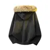 Nuevo suéter largo de punto con capucha y cuello de pelo desmontable, estilo lujo ligero old money, para hombre, prendas de punto de manga larga para hombre, cárdigan para hombre, chaqueta para hombre