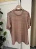 Camiseta versátil de manga corta con cuello redondo y rayas de bloques de color estilo coreano transfronteriza Top de manga corta a rayas en stock
