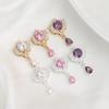 Colgante de Corazón de Circonita Incrustada Relleno de Oro de 14K Hecho a Mano DIY Pulsera de Cristal Collar Abalorios Accesorios de Joyería Colgante