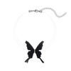 Collar de Malla Mariposa Gemela para Mujer ins Estilo Frío Cadena Corta Distintiva para Clavícula gargantilla Collar Mori Cadena para Cuello