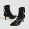 Atacado Botas de Cano Curto Salto Agulha Europeias e Americanas Femininas Transfronteiriças 2026 Outono e Inverno Novas Botas Emagrecedoras com Pelúcia Botas de Cano Curto Elásticas Francesas