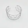 Estilo Niche Europeo y Americano, Fresco y Minimalista, Pulsera Abierta Exagerada, Pulsera Ancha de Metal Hueco Plateado, Pulsera de Fiesta, Vintage