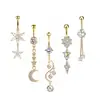 Conjunto de Cinco Peças de Piercings de Umbigo, Piercings de Umbigo Mais Vendidos da Amazon, Piercings de Umbigo com Zircônia, Joias de Piercing