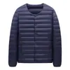 90 Plumón de Pato Blanco Cuello Redondo Chaqueta de Plumón Hombres y Mujeres Ligera Delgada 2025 Marca de Tendencia Invierno Marca de Tendencia Juventud Edad Media Chaqueta Transfronteriza Hombres