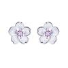 Brincos de tarraxa Artísticos de Flor de Cerejeira Mori Japonês e Coreano Doce Fofo Pétalas de Diamante Rosa Roxo Joias de Orelha para Mulheres Atacado