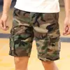 Pantalones Cortos de Trabajo Camuflaje Vintage de Peso Pesado para Hombre, Verano Algodón Puro Multibolsillos Holgados Casuales de Longitud Media, Tallas Grandes