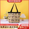 Bolsa de Lona Personalizada Estilo Ins Coreano Bolsa de Lona Bordada com Logo de Letra Bolsa de Ombro Único Casual Bolsa Tote Simples