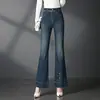 Jeans Acampanados 2096 para Mujeres de Mediana Edad, Pantalones Casuales con Ligero Acampanado, Elásticos, Pantalones Largos Adelgazantes de Tallas Grandes, Nuevo Estilo de Otoño