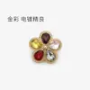 Botões metálicos florais com strass em formato de gota d'água coloridos para casacos de lã e suéteres, botões decorativos para pele de mink, botões costurados à mão