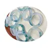 Anel com padrão de flor de jadeíta, anel de flor azul de jade gelo, joias de jadeíta DIY, anel de corrida com padrão de flor de quartizita