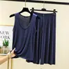 Pijama de Modal Grande com Gola U Verão Solto Camiseta Regata Shorts Roupa de Ar Condicionado Casual Plus Size Sem Mangas Roupas de Casa