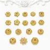 Base de Flor Chapada en Oro de 18 Quilates con Pétalos Huecos, Tapa de Flor para Pulsera y Collar DIY, Cuentas Espaciadoras, Materiales de Cuentas de Cristal