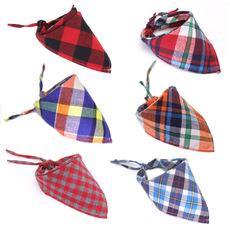 Cachecol xadrez de algodão transfronteiriço para animais de estimação, babador para cachorro, cachecol triangular xadrez de algodão macio estilo escocês