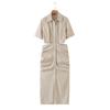 Roupas femininas de comércio exterior transfronteiriço 2025, estilo europeu e americano, novo vestido resort com cintura vazada C52337