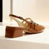 Sandalias Mary Jane Retro Estilo Chanel de Punta Cuadrada Versátiles de Verano 2026 para Mujer con Tacón Medio Grueso Baotou