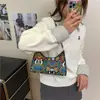 Bolso con Estampado de Serpiente para Mujer, Nuevo Estilo Otoño e Invierno, Bolso de Hombro de Color Contrastante, Bolso Cuadrado Pequeño Colorido de Moda y Personalizado, Bolso Versátil para la Axila
