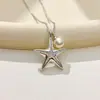 Nuevo Collar Colgante de Moda Estilo Europeo y Americano, Estrella de Mar Perla, Cadena Elegante y Versátil para la Clavícula para el Viaje Diario