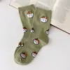 Nuevos calcetines de otoño e invierno con estampado de animales lindos hasta la pantorrilla, calcetines largos de algodón peinado para mujer, calcetines holgados, calcetines estilo universitario para niñas