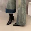 Botines franceses de tacón alto, tacón grueso, punta fina para mujer, colección otoño/invierno 2025, color café, forro de felpa, botas estilo Martin, botines cortos ajustados