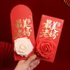 Gran Sobre Rojo del Día de San Valentín, Sobre Rojo de Flor de Rosa, Regalo para Novia, Sobre Rojo Ceremonial, Tarjeta de Felicitación Escrita a Mano, Regalo Creativo para Fiesta
