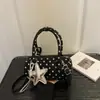 Bolso bandolera de lunares súper popular, exquisito y dulce, estilo coreano para niñas, moderno y elegante para ir al trabajo, bolso cilíndrico de mano de gran valor