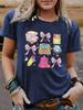 Estação independente transfronteiriça verão europeu e americano papelaria impressão gola redonda moletom manga curta ebay camiseta feminina atacado em estoque