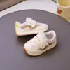 Zapatos de Caminar Mágicos de Velcro para Niñas de Primavera y Otoño, Zapatos Casuales Antideslizantes de Suela Suave para Niños, Tenis Casuales Versátiles, Zapatos Blancos