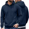 Moletom com Capuz e Cordão TK Masculino Pesado Cor Sólida Zíper Lateral Antifurto Bolso Canguru Esportivo para Uso ao Ar Livre