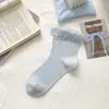 Meias de Renda Bolha Fofas, Meias Leves e Respiráveis de Seda de Amora para Primavera e Verão, Meias Femininas Slouch de Cor Creme Suave