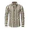 Nueva camisa de rayas de manga larga para hombre de Amazon Europa y América, impresa en 3D, estilo casual de negocios, camisa transpirable