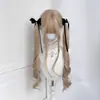 Peluca Xingcheng femenina Lolita japonesa jk diaria natural blanco dorado 80cm loli dulce cabello largo rizado peluca completa