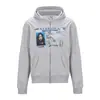Moletom cardigã com capuz estilo rua retrô americano para mulheres, novo modelo outono e inverno, com estampas divertidas, jaqueta hoodie casual solta, moderna