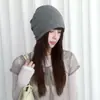 Gorro de punto estilo japonés color café con estrellas para mujer, colección otoño 2026, adelgazante, transpirable, sombrero para cubrir la cabeza